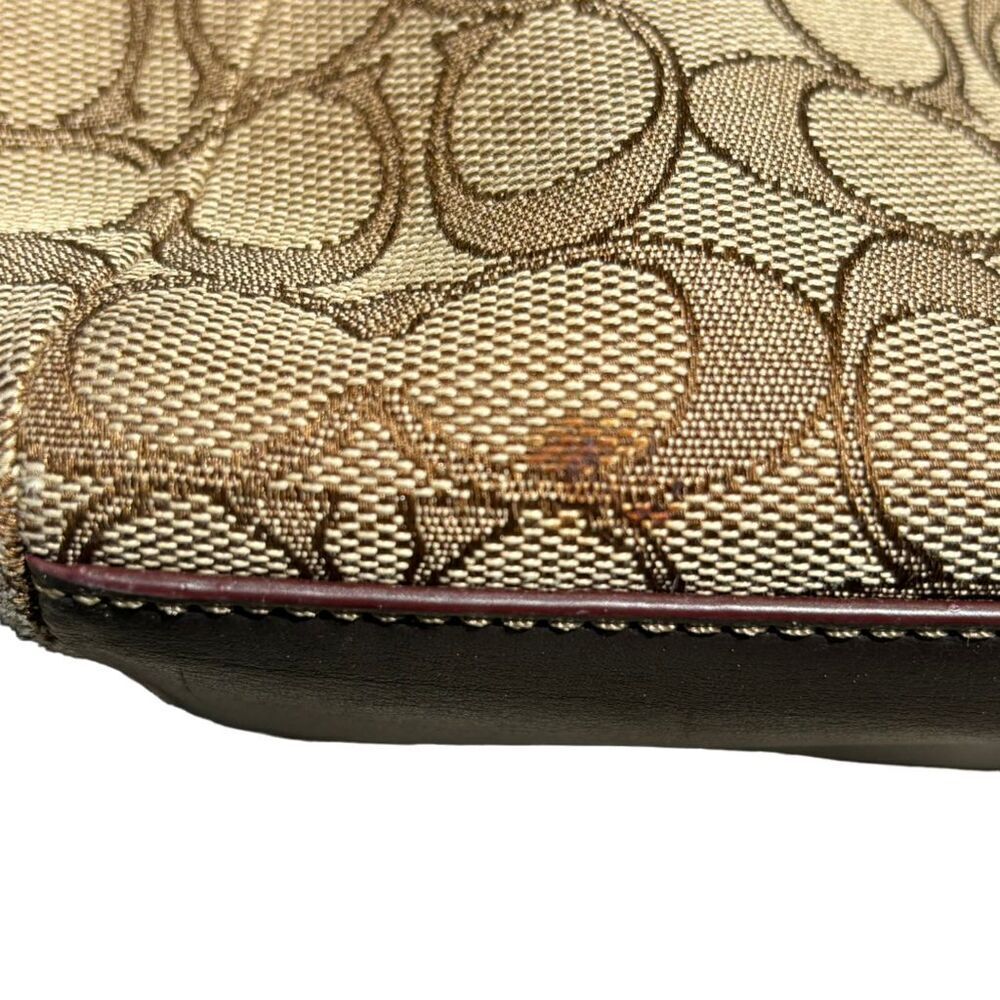 COACH Signature Jacquard Fabric Leather Tote Bag Beige/Brown Large - Picture 11 of 16